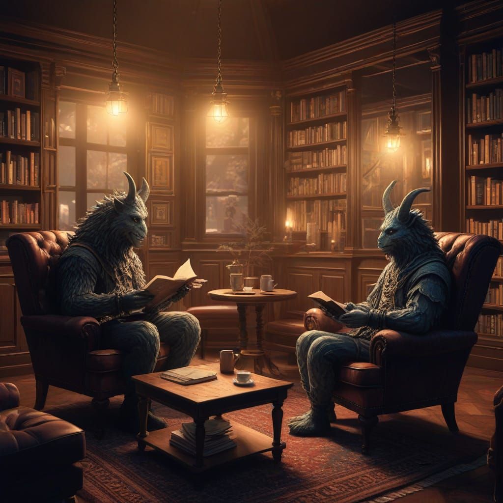 Whimsical Monsters Unwind in Cozy Night Cafe