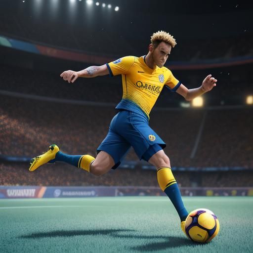 Neymar Kicks Glowing Soccer Ball: Pixar-Inspired Art