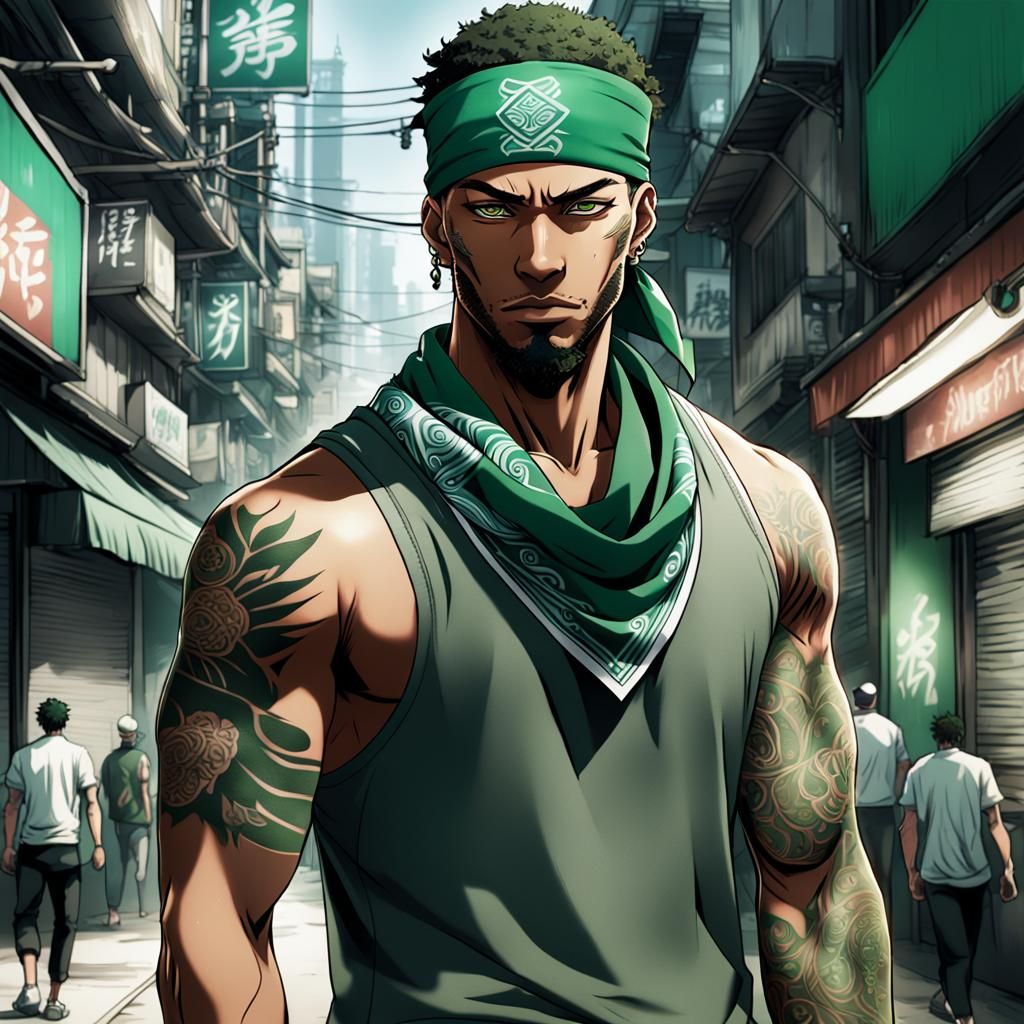 Man in Bandana: Cel-Shaded Anime Style