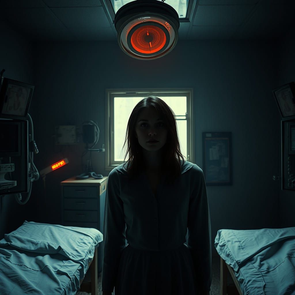 Surreal Portrait in Dark, Eerie Setting