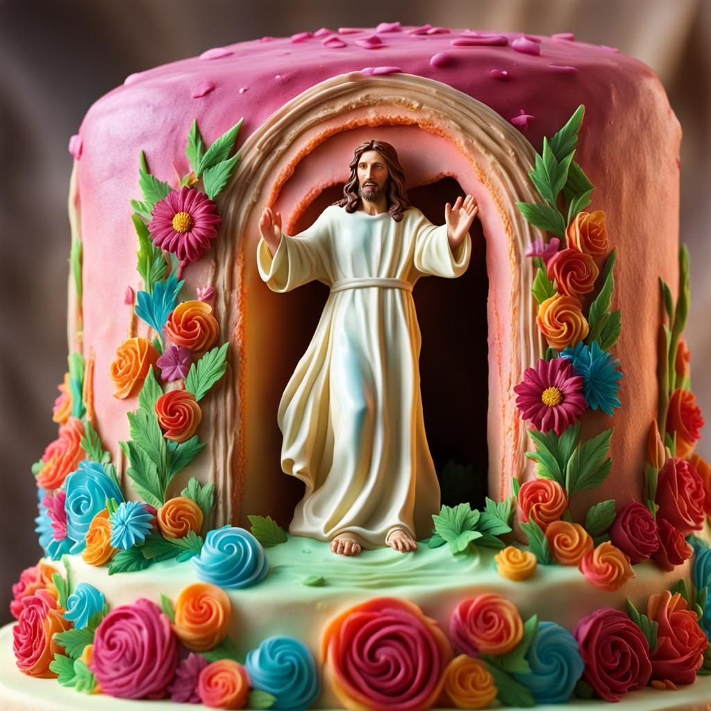Cake Sculpture of Jesus Christ Leaving Tomb