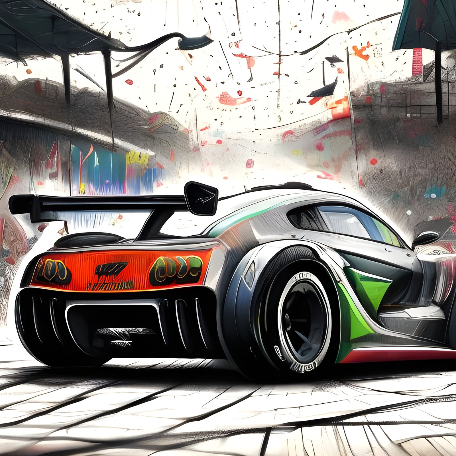 Stock Car Race in Doodle Art Style