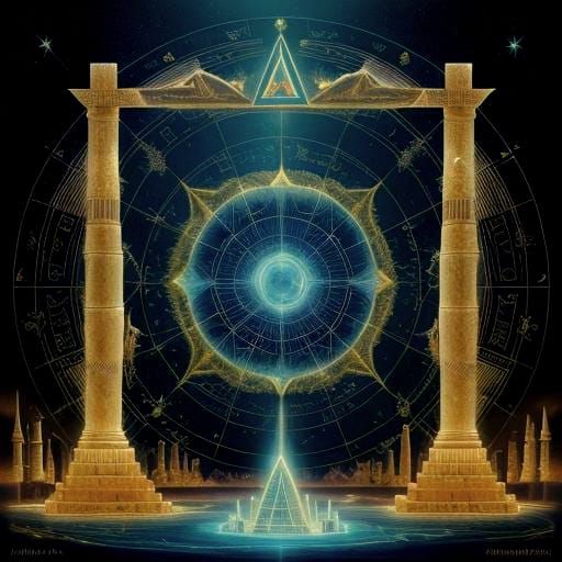 Ancient Civilizations: Holographic Obelisks in Futuristic Te...