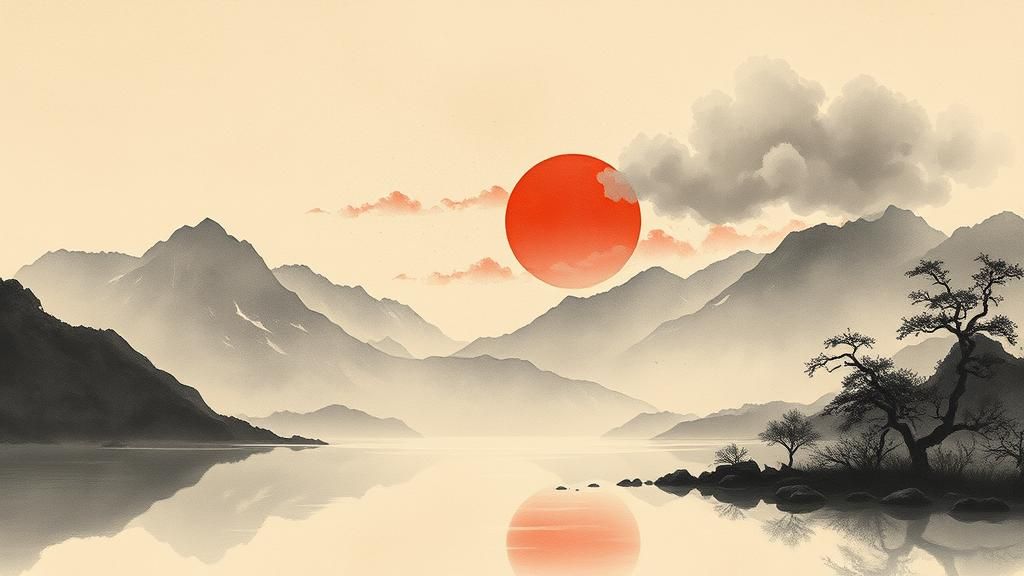 Karakoram Mountains in Chinese Ink Painting