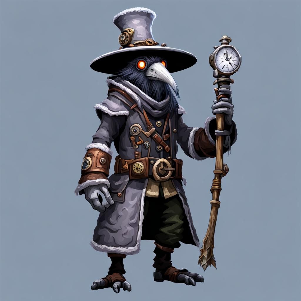 Steampunk Kenku Spore Druid in Grey