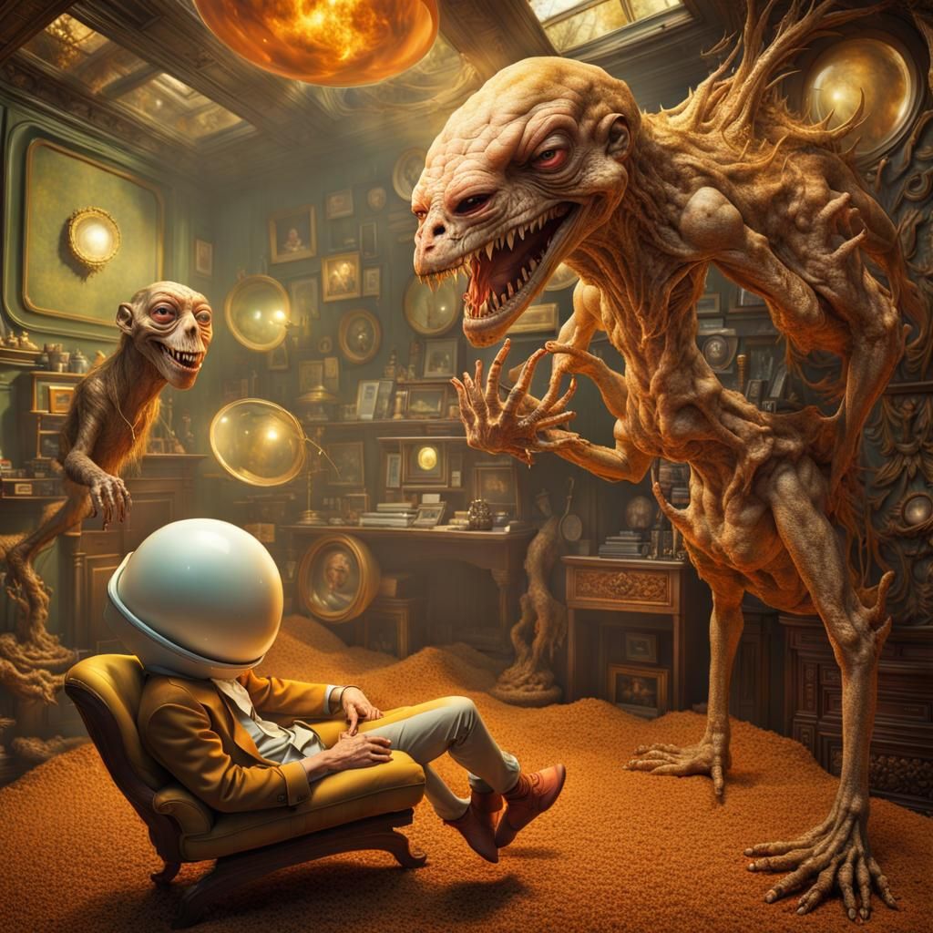 Extravagant Alien Characters in Cosmic Dreamscape