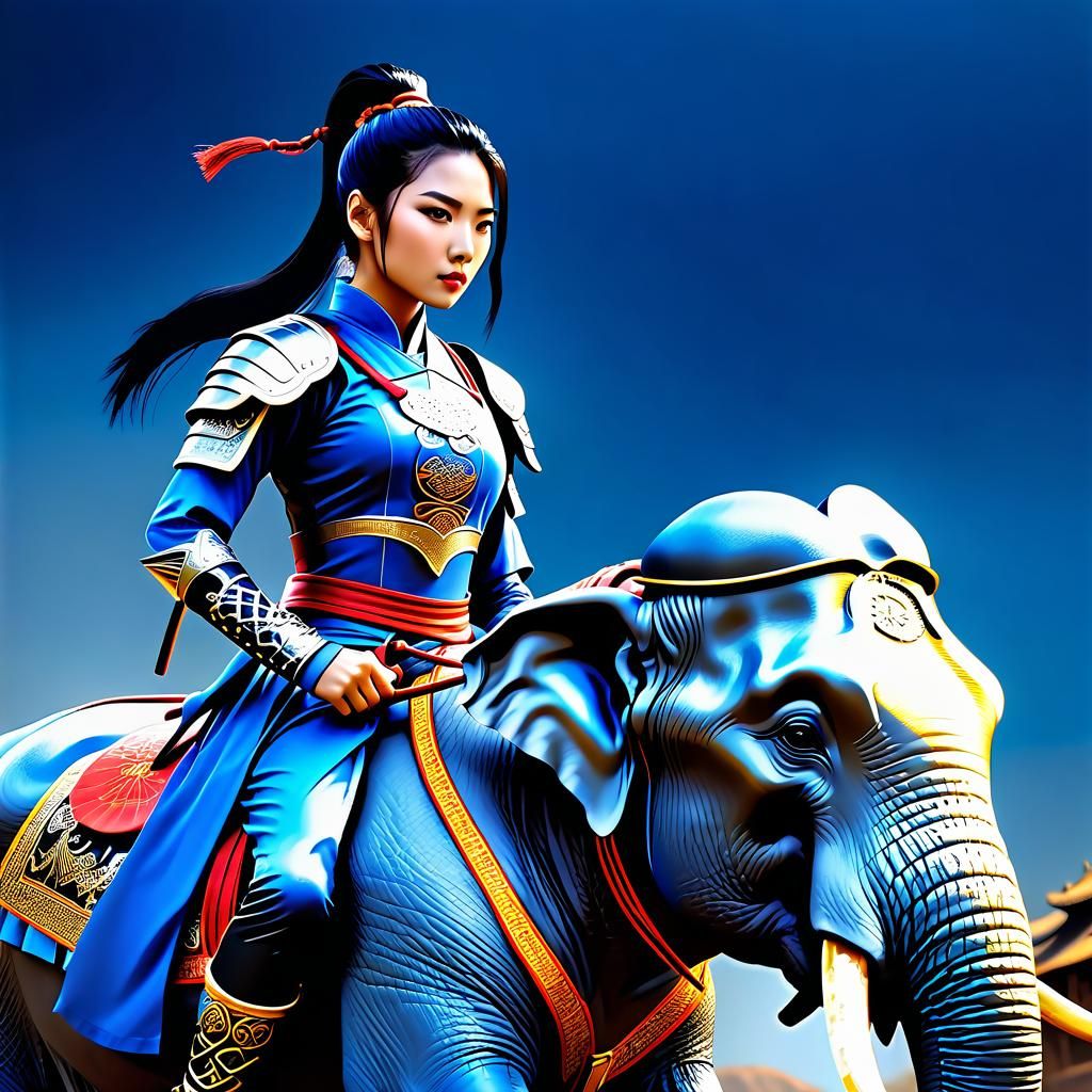 Kitana Rides Armored War Elephant into Battle