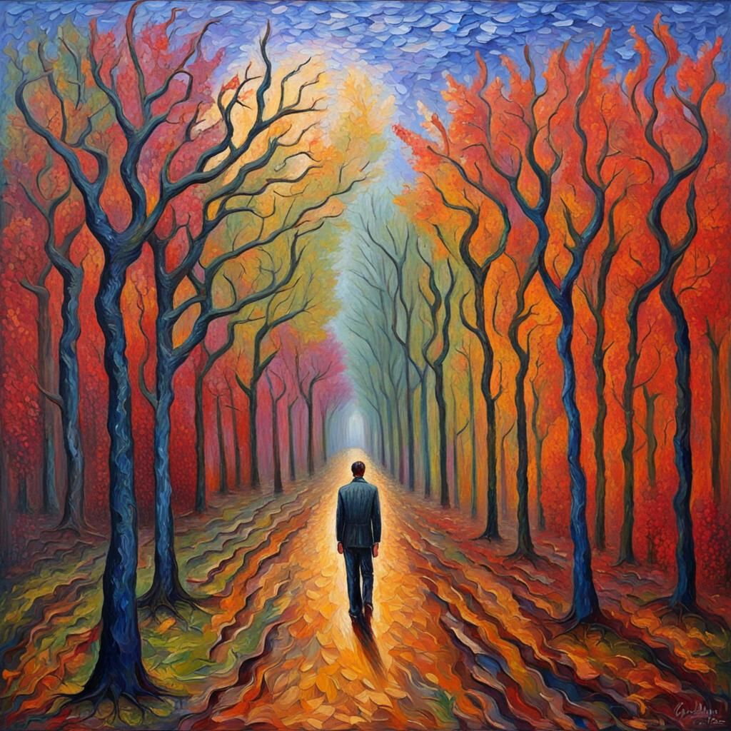 Humanity's Fall: An Expressionist Oil Painting