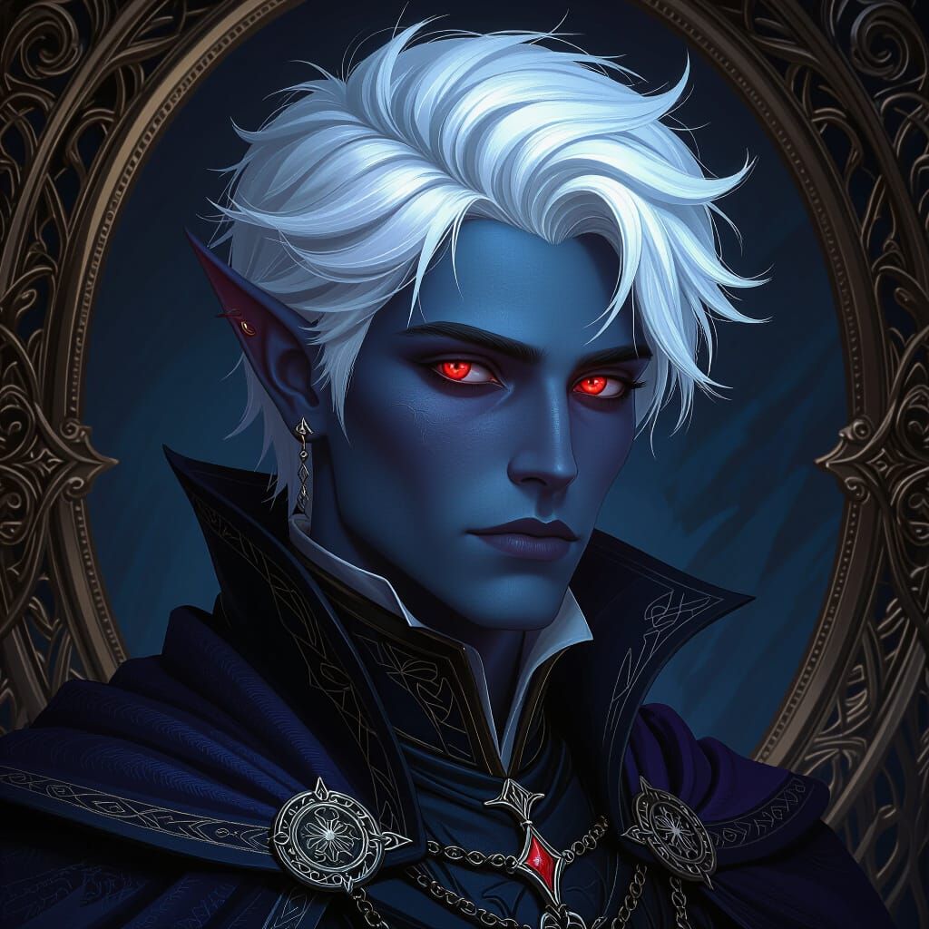 Elegant Drow Family Portrait in Dark Fantasy Style