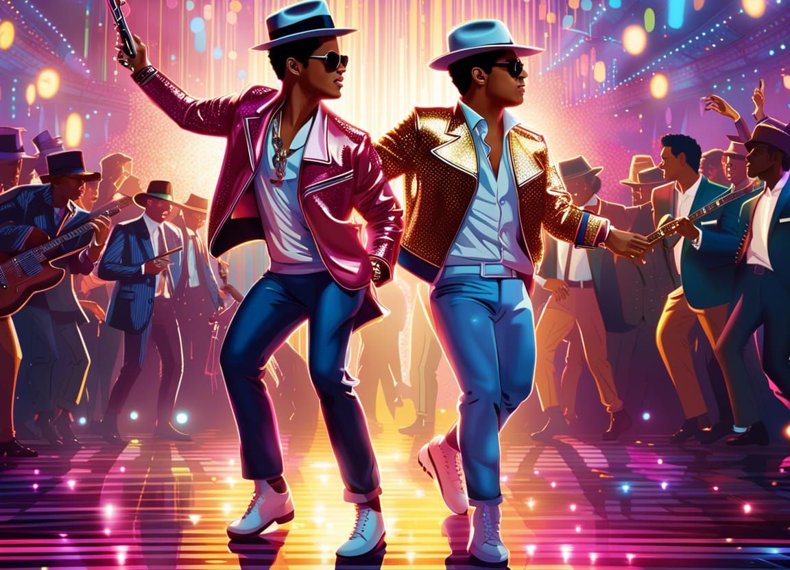 Dynamic Duo Dancing in a Maximalist Digital Art Style