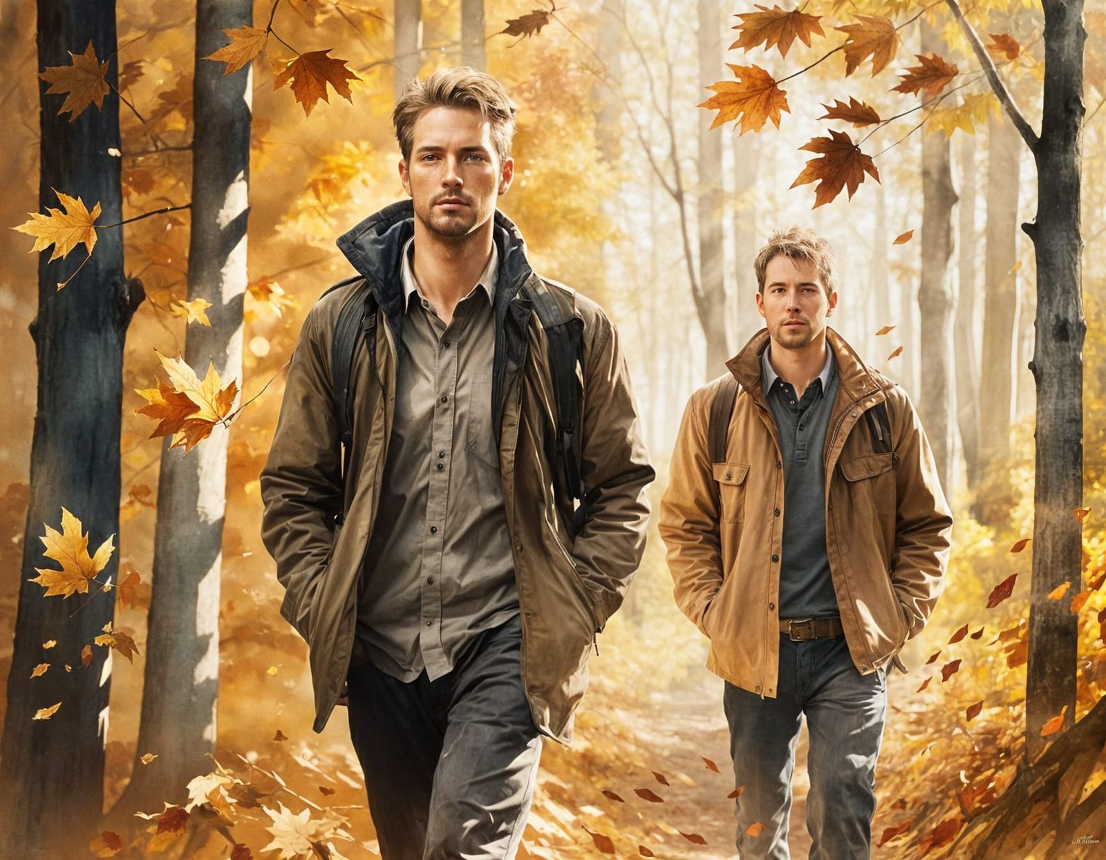 Autumn Walk: Watercolour Portrait in Deciduous Forest