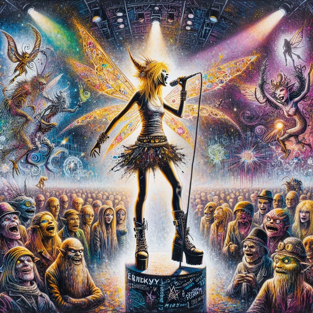 Grunge Fairy Rockstar Shines on Stage