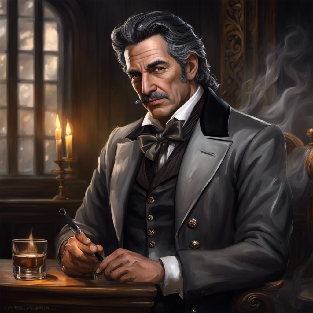 Detailed Portrait of German Man Smoking Cigar