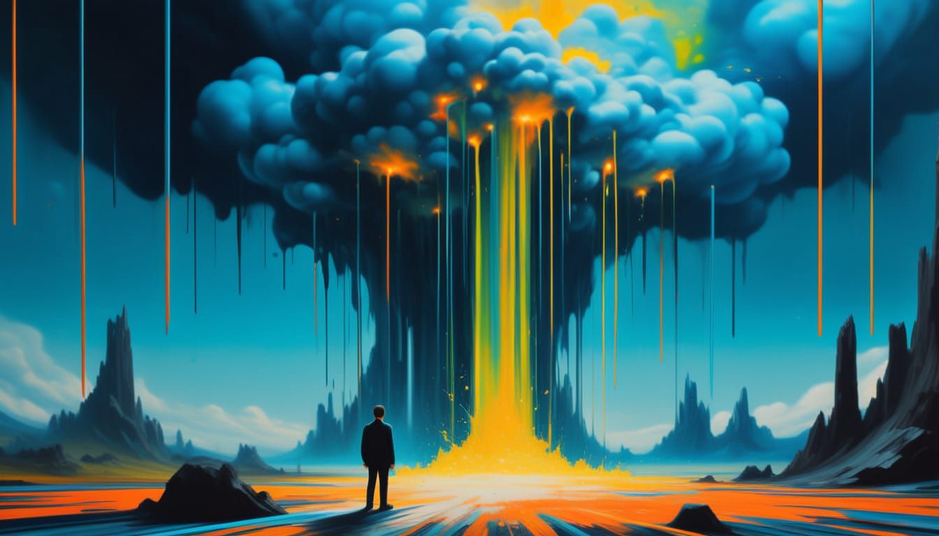 Neon Chaos: Abstract Expressionist Explosion of Color