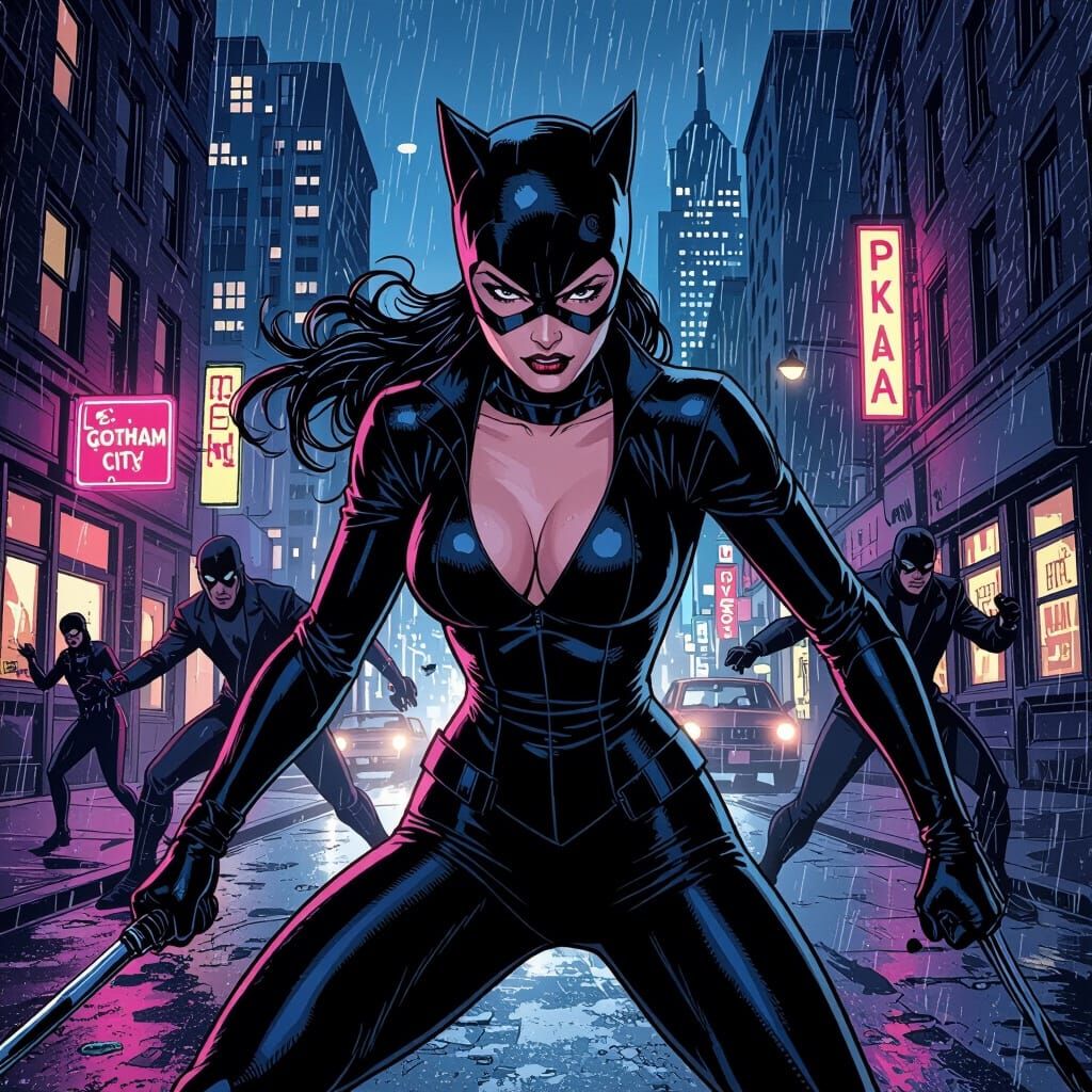 Catwoman Fights Street Thugs in Gritty Gotham City