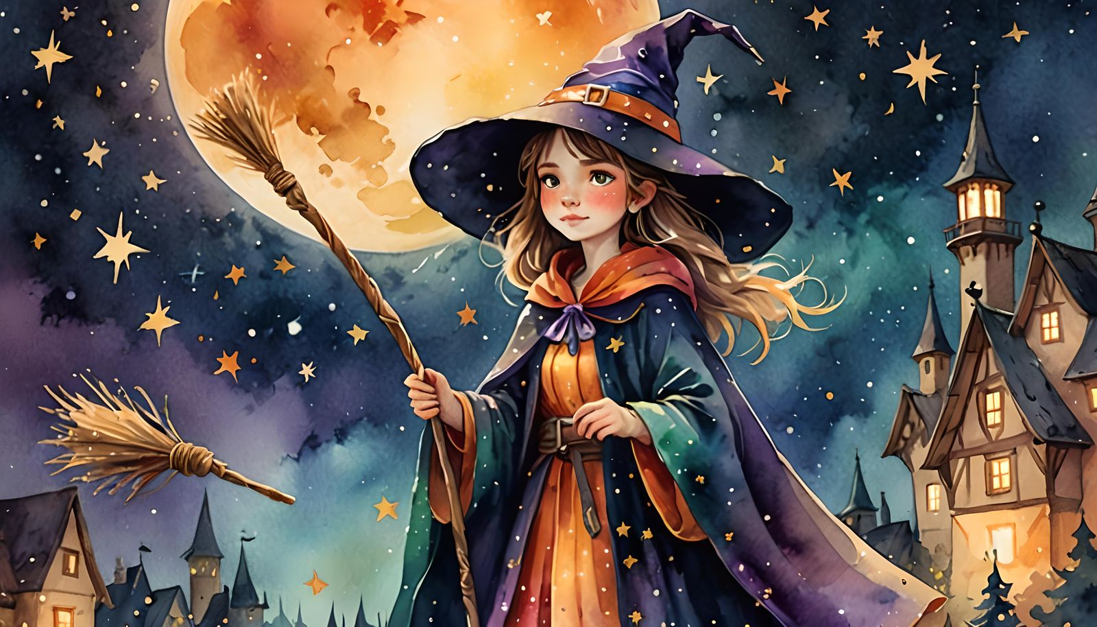 Charming Cartoon Witch Generated by AI