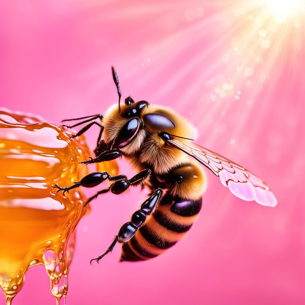 Iridescent Pink Queen Bee Dripping Honey