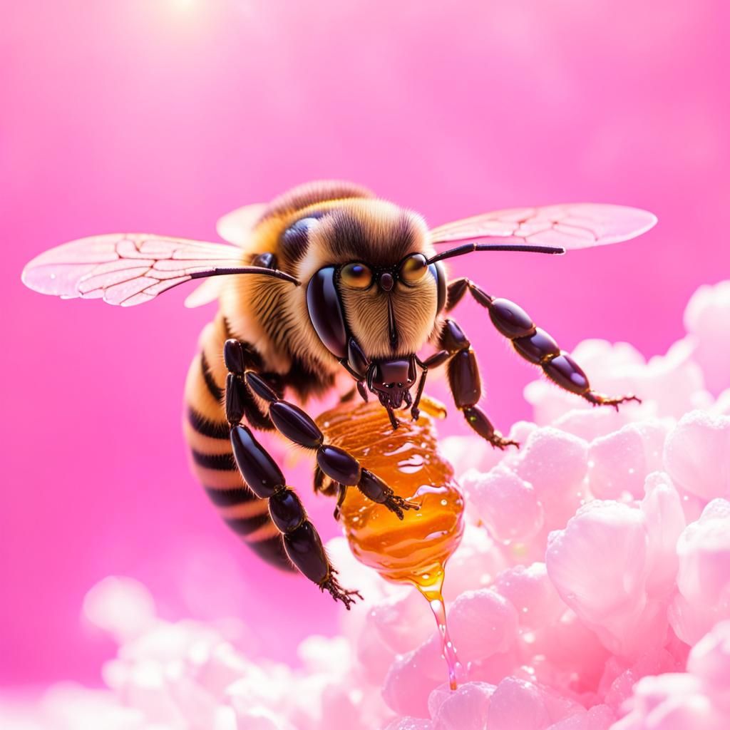 Iridescent Pink Queen Bee Dripping Honey