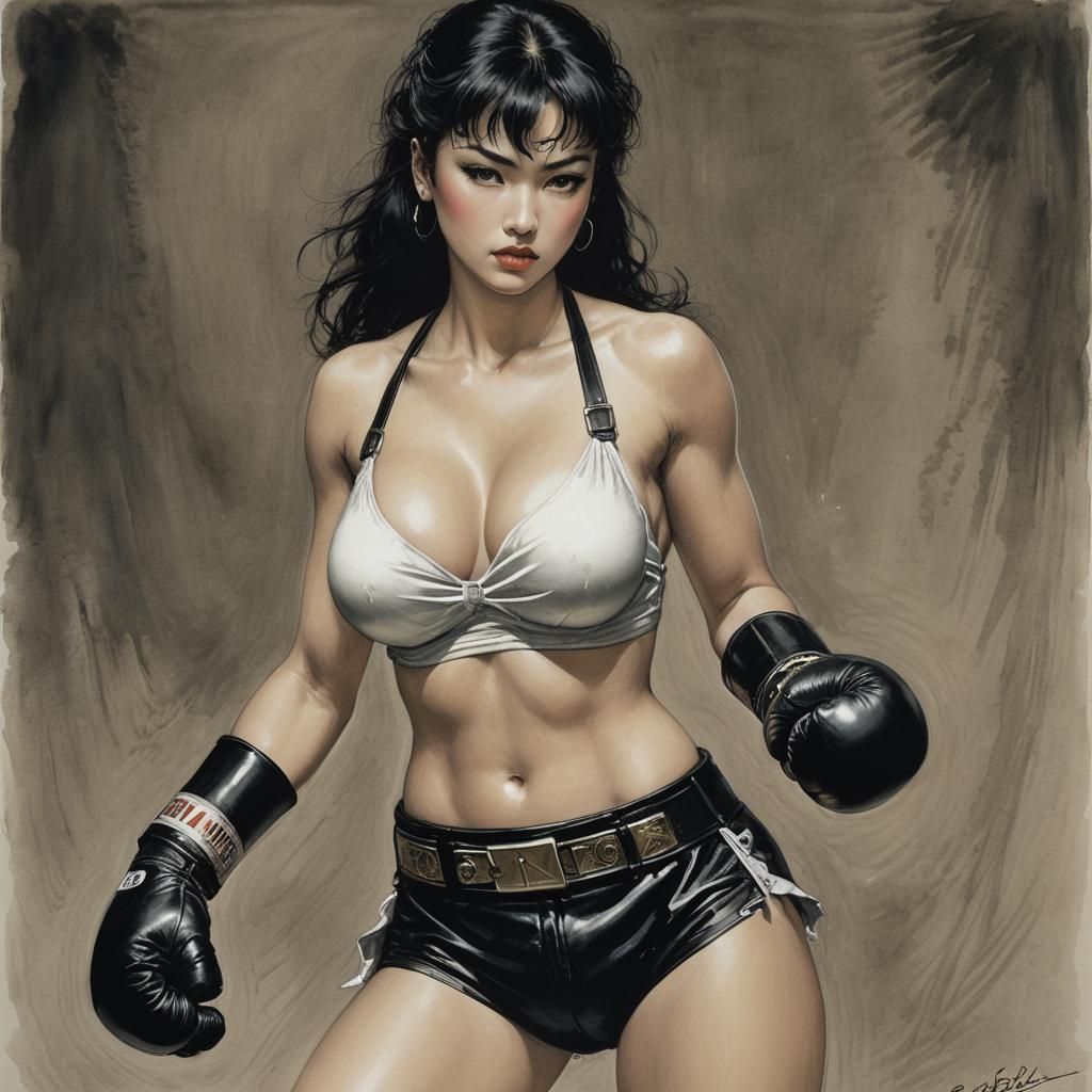 Dynamic Boxer Illustration in a Classic Style