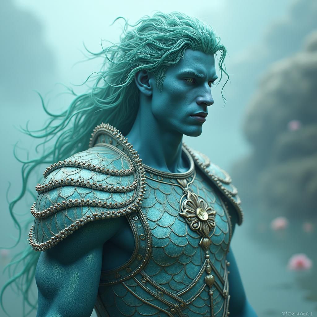 Ethereal Triton in Oceanic Scale Mail Armor