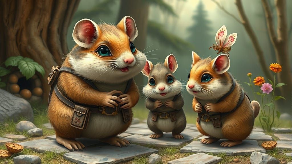 Hamsterpunk Village Scene in a Futuristic Landscape