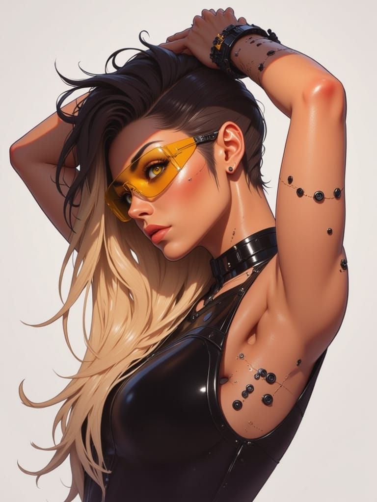 Cyberpunk Woman in Tactical Outfit, with Cybernetic Enhancem...