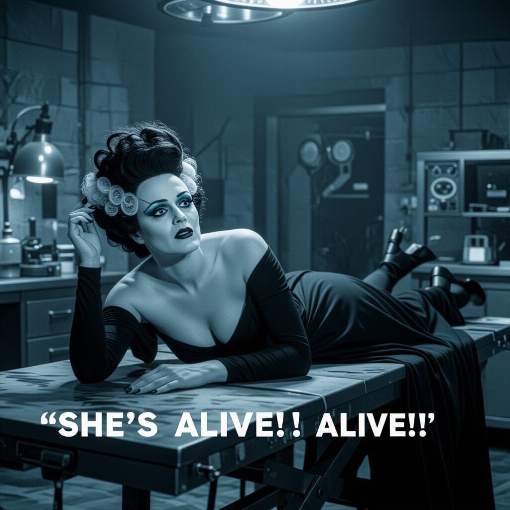 Bride of Frankenstein: She's Alive! Noir Digital Art