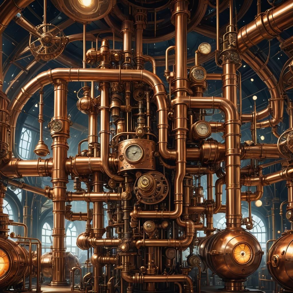 Steampunk Orbital Fuel Station Concept Art