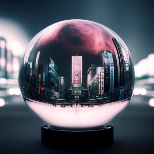 Crystal Ball Reflects Tokyo: Digital Matte Painting