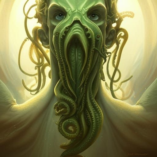 Cthulhu Blesses Gabriel: Hyperdetailed Concept Art Portrait