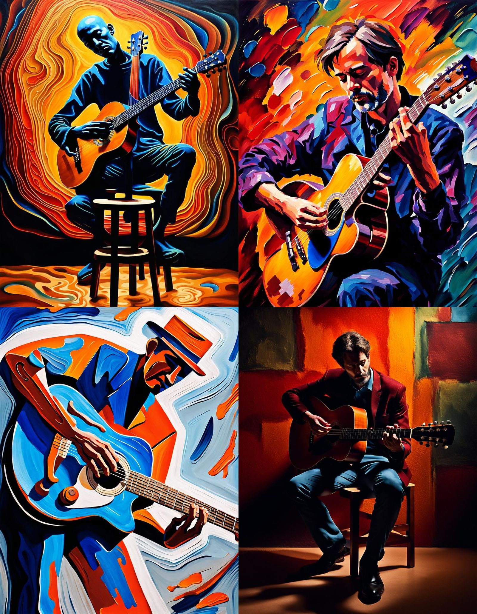 Abstract Man Plays Guitar: Digital Art