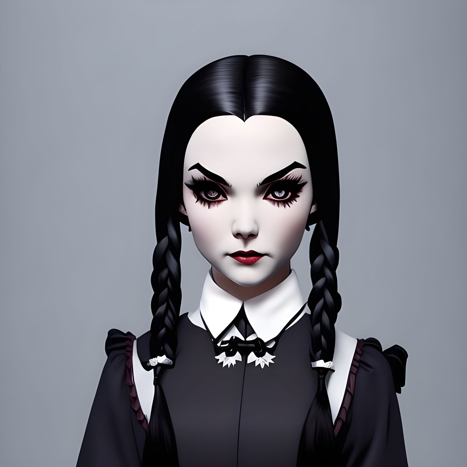 Wednesday Addams Fan Art Portrait in Dark Academia Style