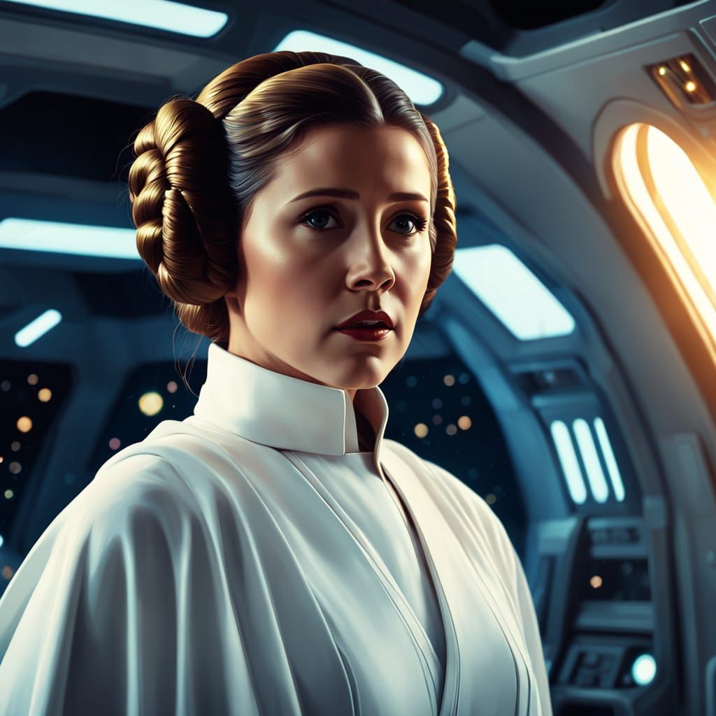Heroic Princess Leia in Digital Painting Style