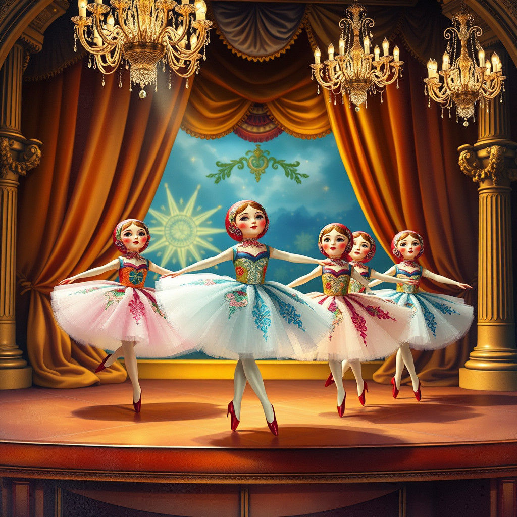 Babushka Dolls Ballet Performance on Ornate Stage