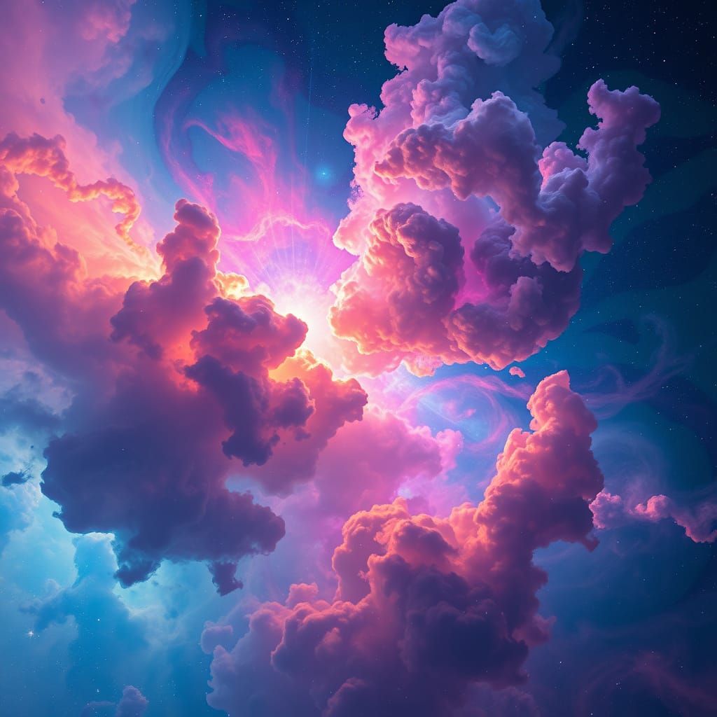 Vibrant Cosmic Nebulae in Digital Art Style