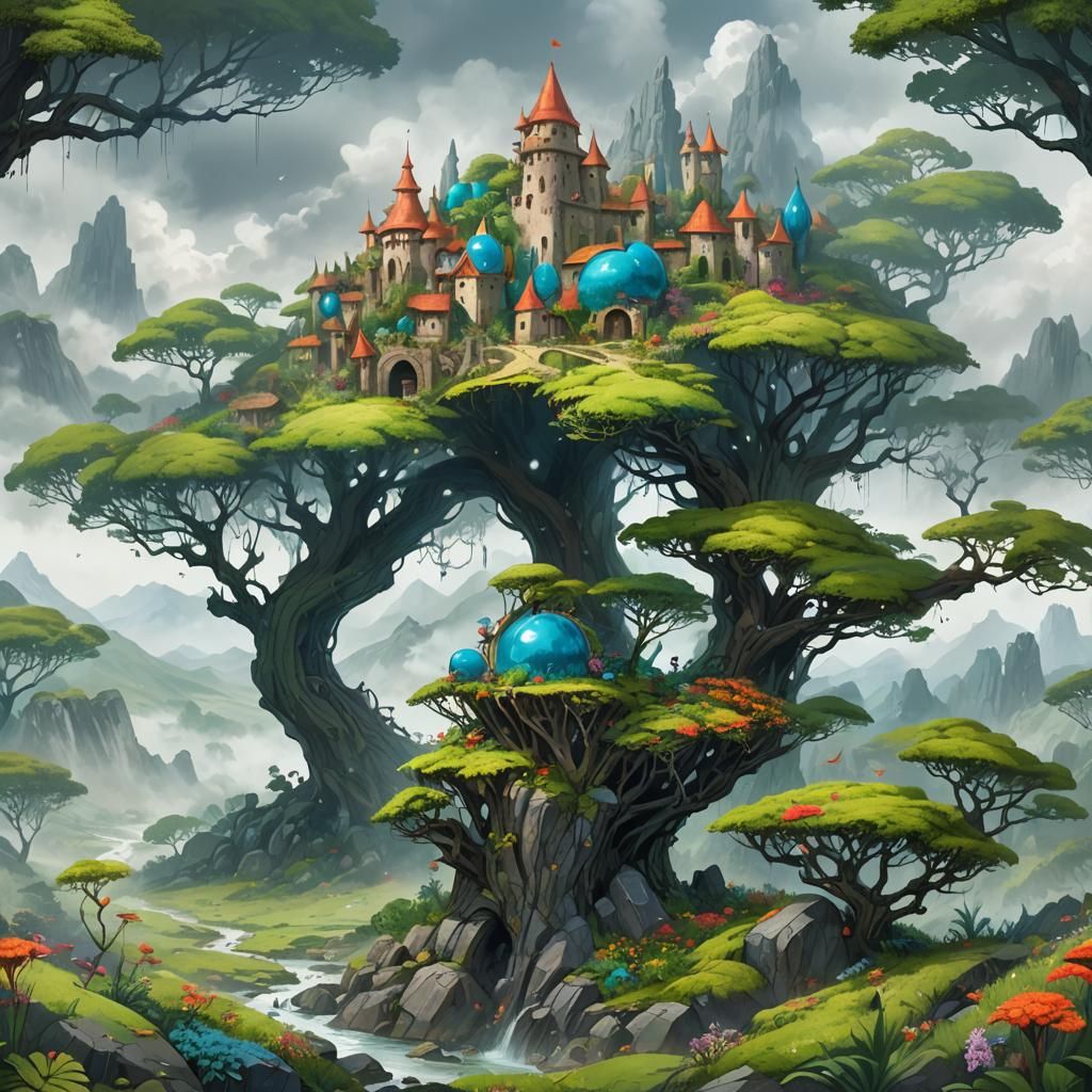 Jeweled Bottle in a Fantasy Landscape