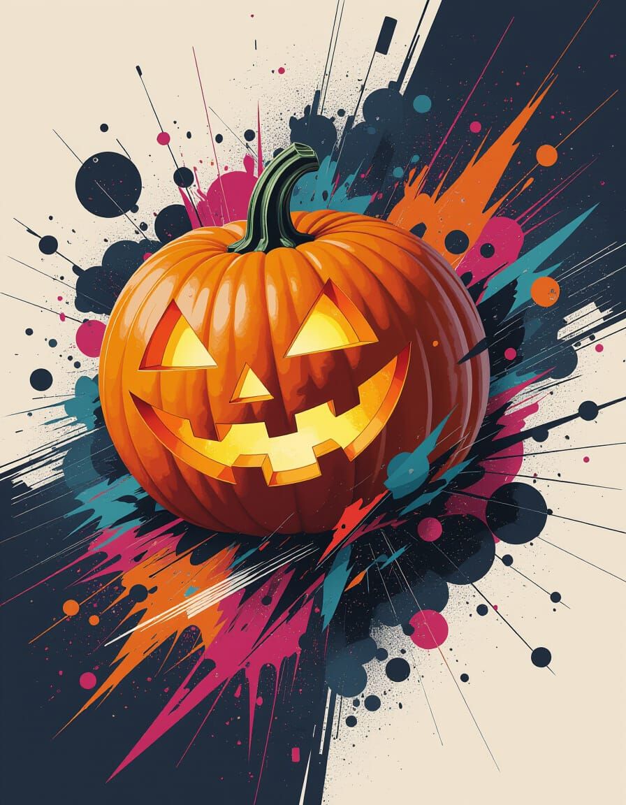 Goth Cyberpunk Pumpkin Explodes with Chaotic Beauty