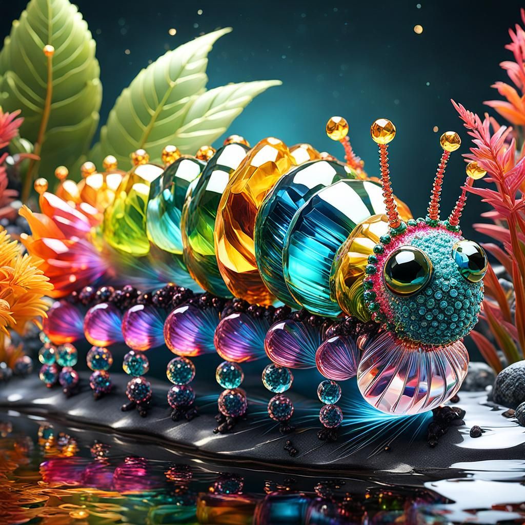 Bright Crystal Caterpillar by Watersplash, 3D Render
