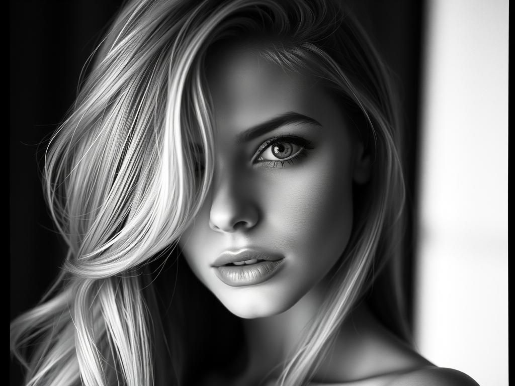 Elegant Woman in Black and White Photography