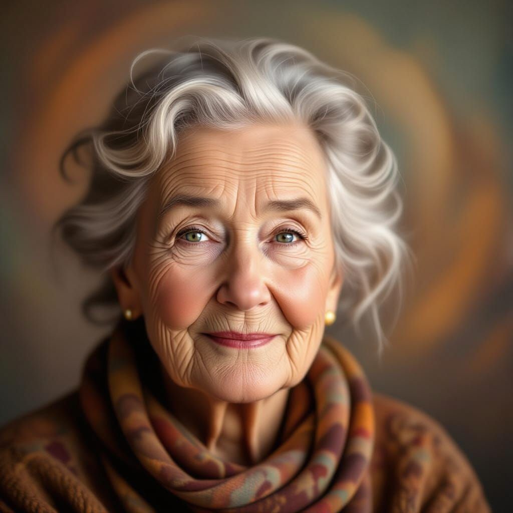 Hyperrealistic Portrait of Elder Person in Soft Light