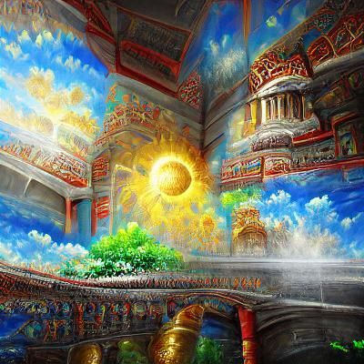 Sunlit Temple of Time: Detailed 8K Painting