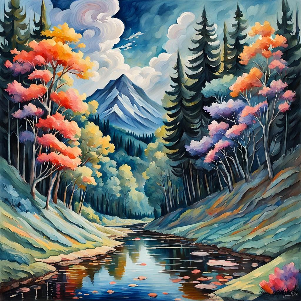 Gouache Painting with Impasto Brushstrokes