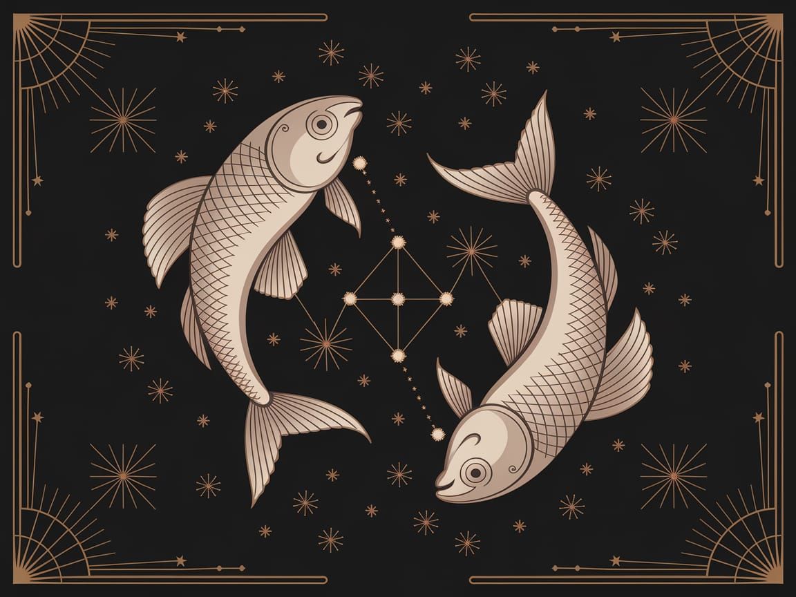 Elegant Art Deco Pisces Constellation