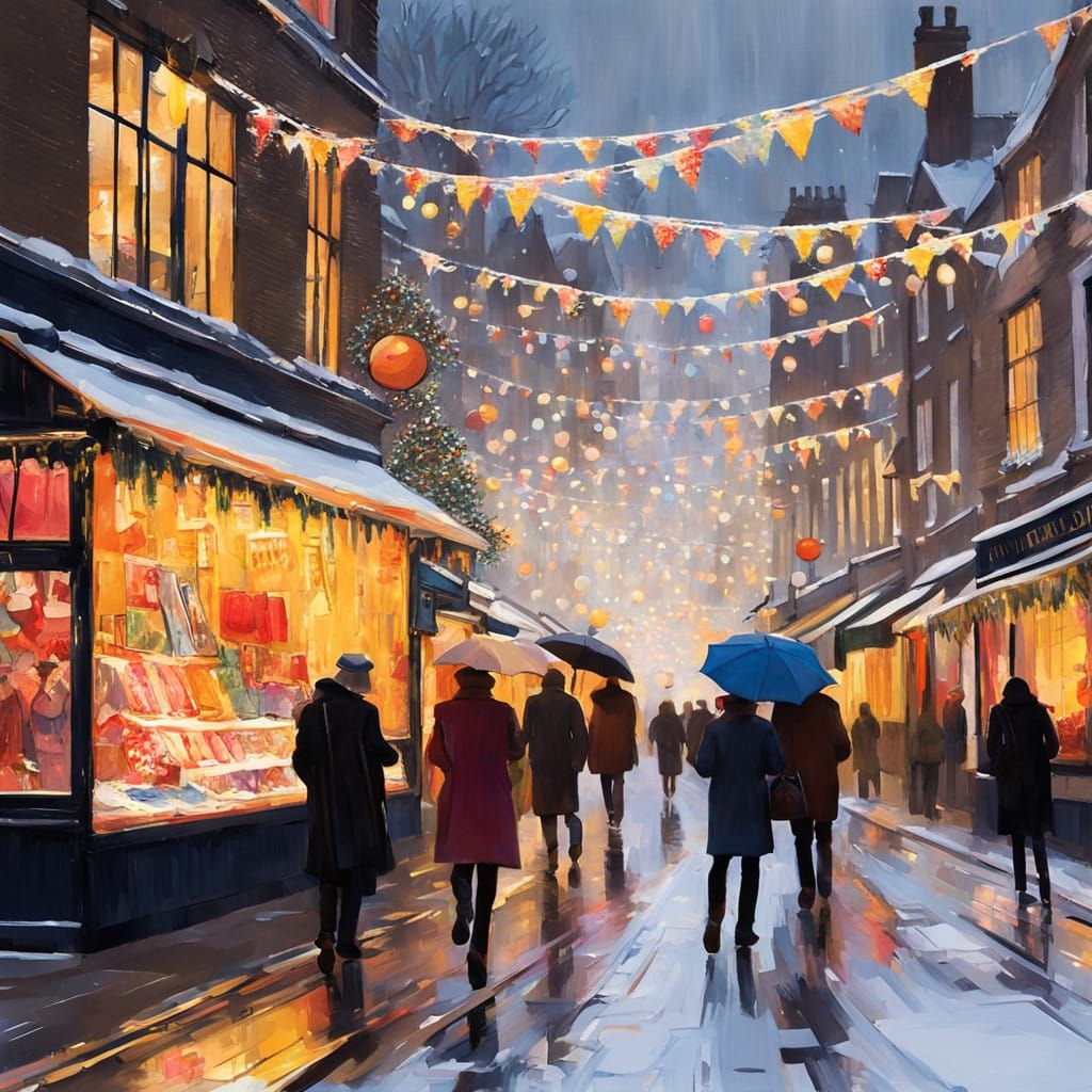 Vibrant Boxing Day Shopping Scene in Festive Style