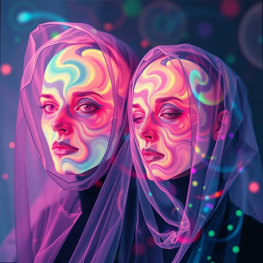 Surreal Double Exposure Portraits in Vibrant Bubblegum Hues