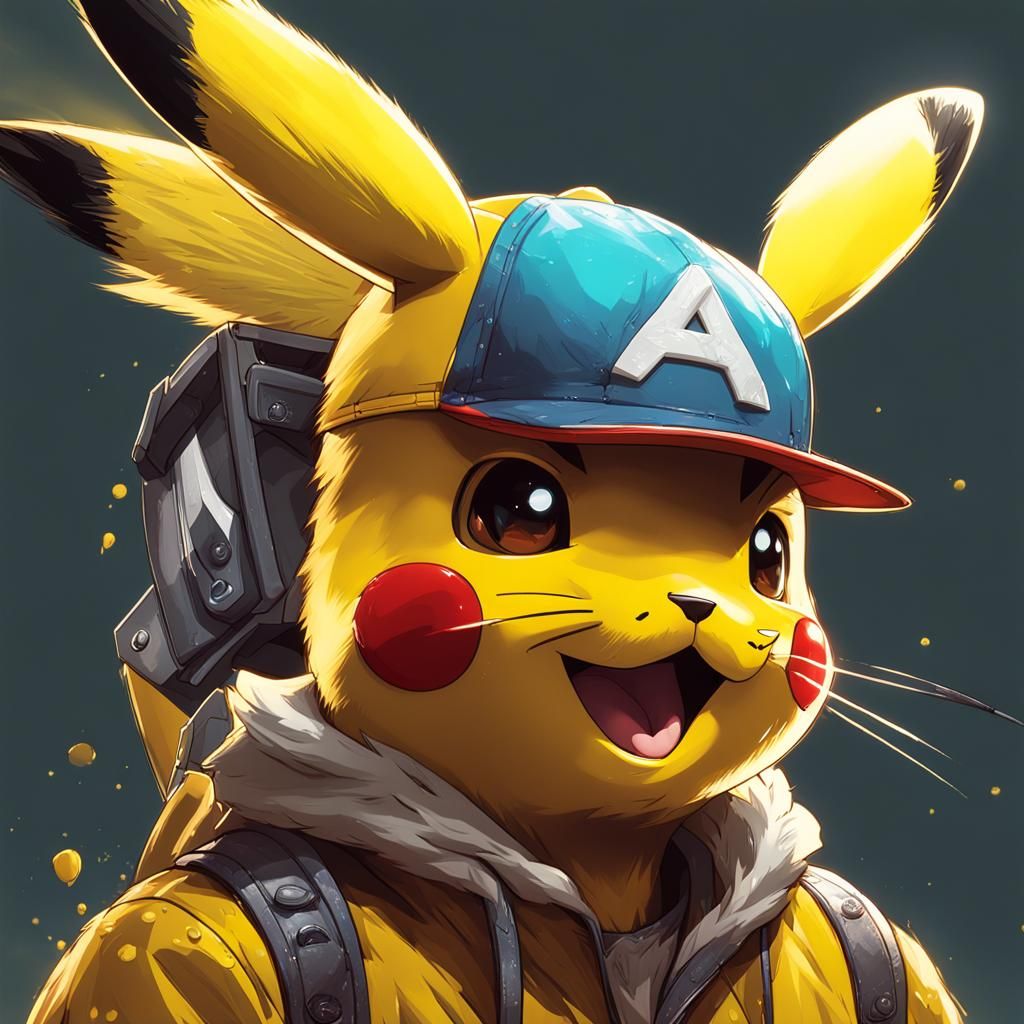 Pikachu Portrait by Rutkowski, Artgerm, and Mucha