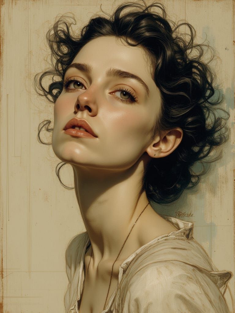 Exhausted Young Woman's Portrait in Muted Tones