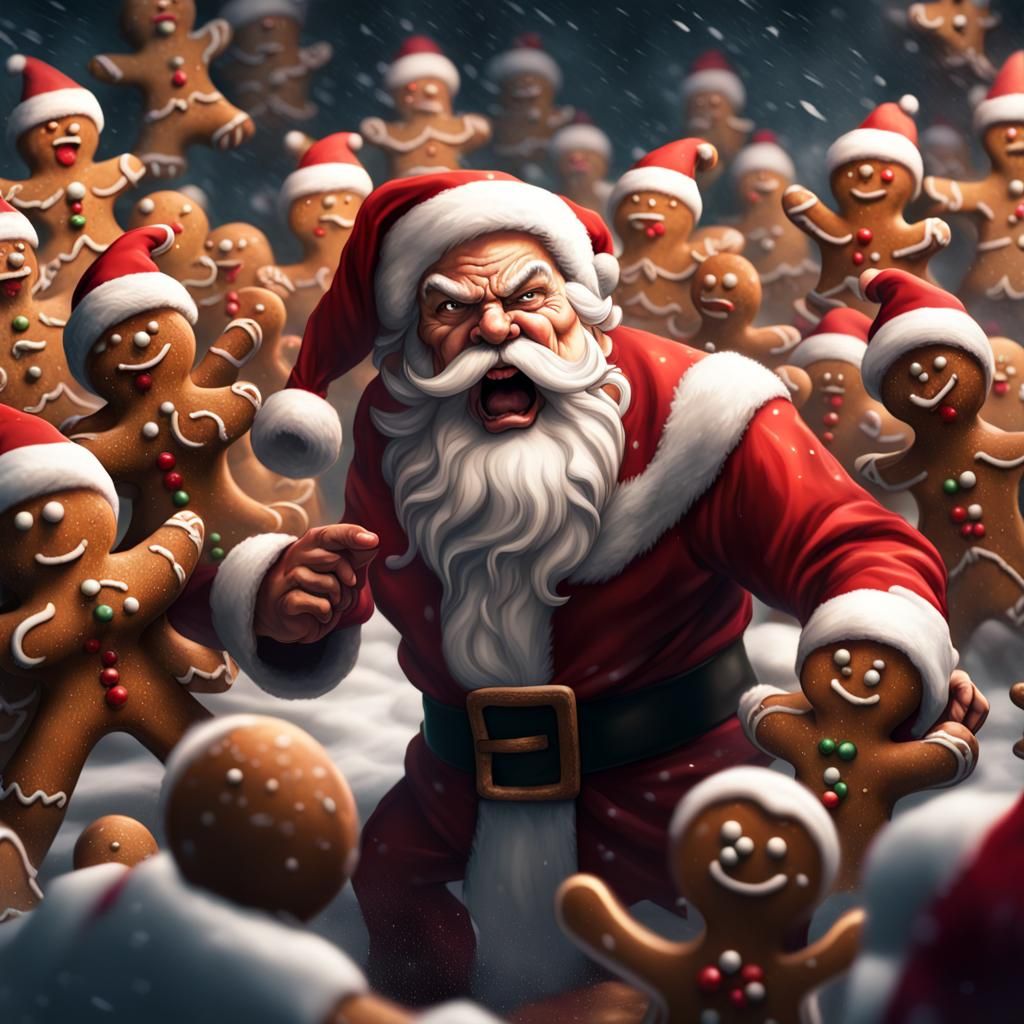 Santa's Dark Battle Against Gingerbread Men