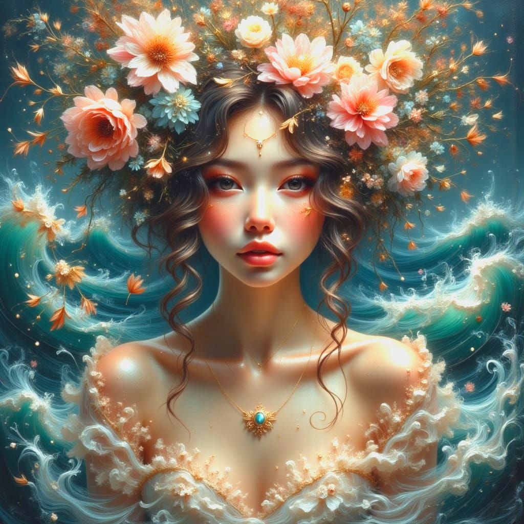 Dreamy Impasto Waves with Ethereal Glow