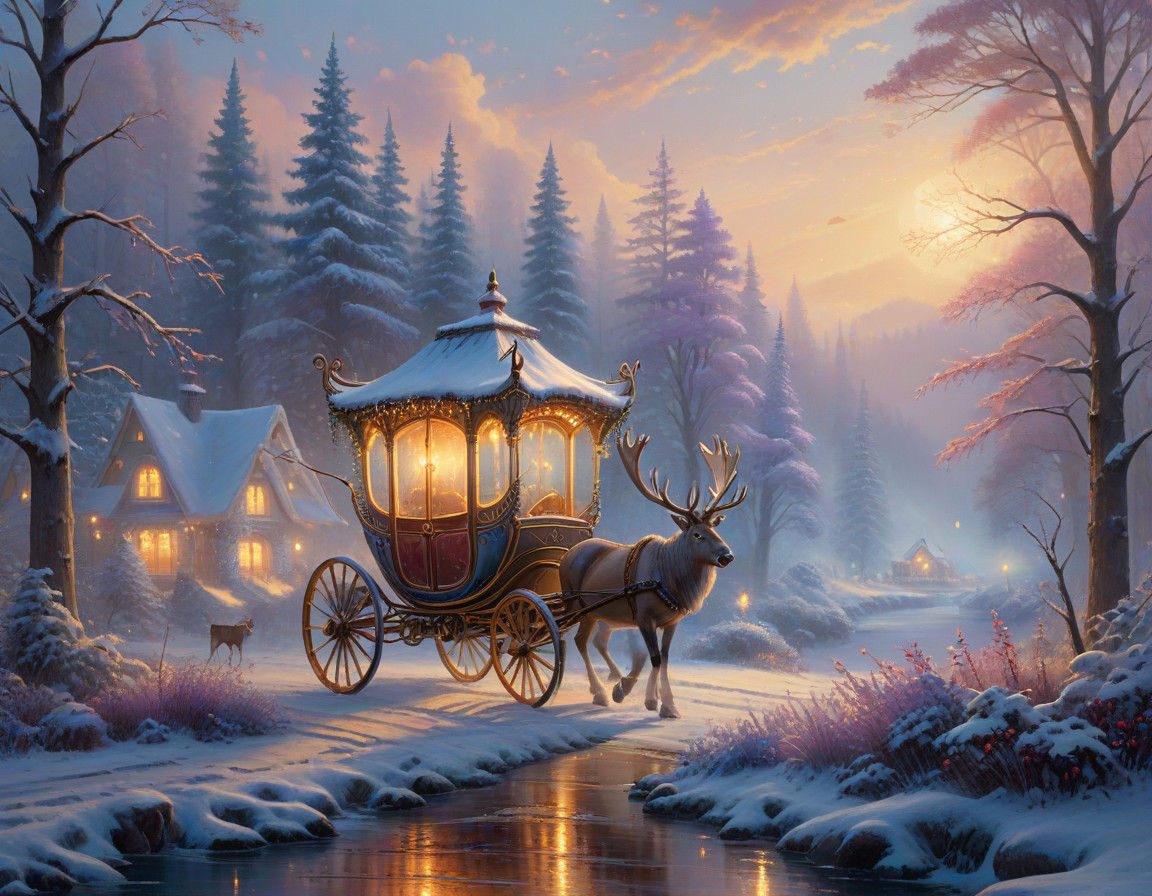 Winter Wonderland Carriage Ride in Ethereal Fantasy Style